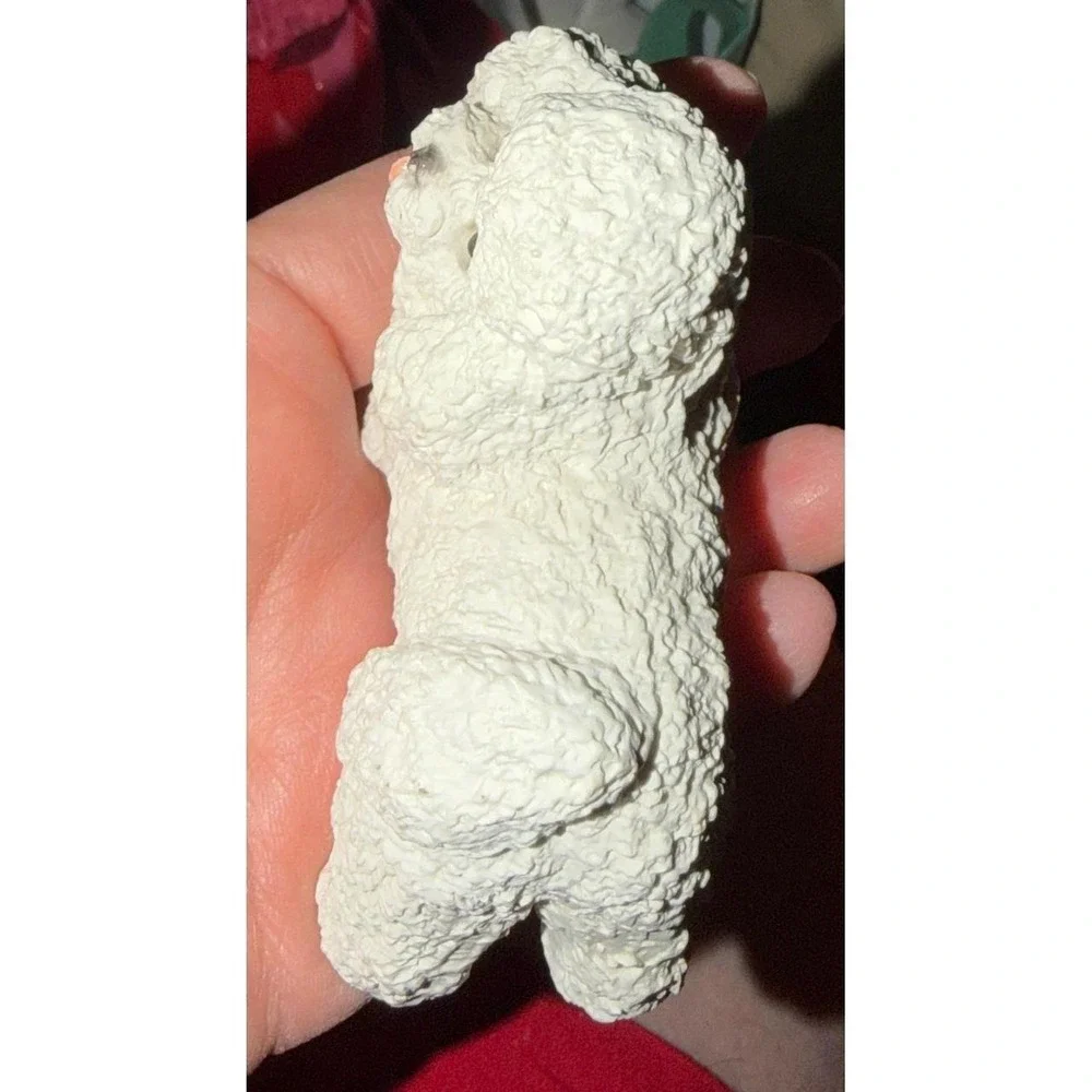 Bichon Frise Poodle Figurine Small White Textured Dog